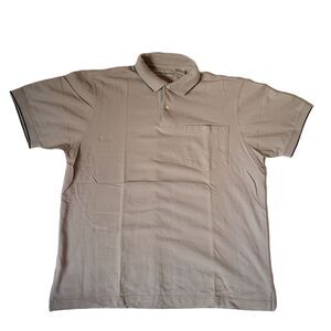 Munsingwear 100% Cotton Polo Shirt Beige Short Sleeve Pocket Medium M